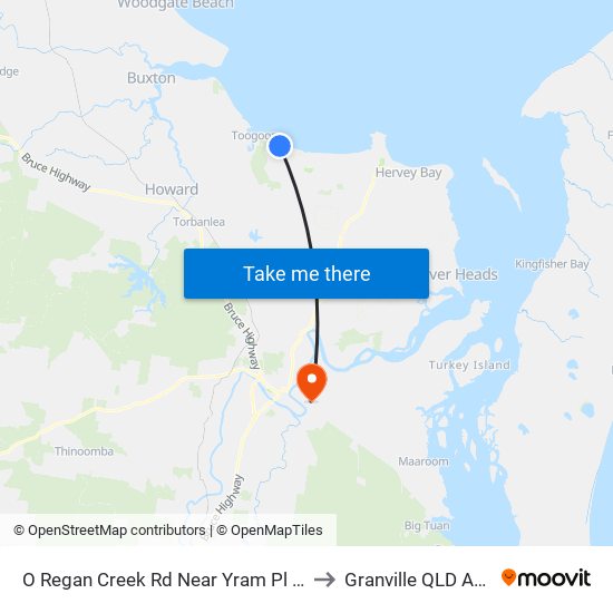 O Regan Creek Rd Near Yram Pl Hail 'N' Ride to Granville QLD Australia map