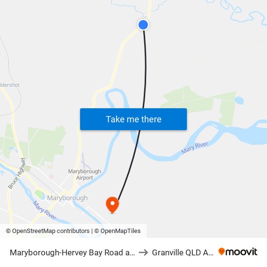 Maryborough-Hervey Bay Road at Noble Road to Granville QLD Australia map