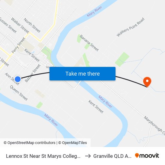 Lennox St Near St Marys College Hail 'N' Ride to Granville QLD Australia map