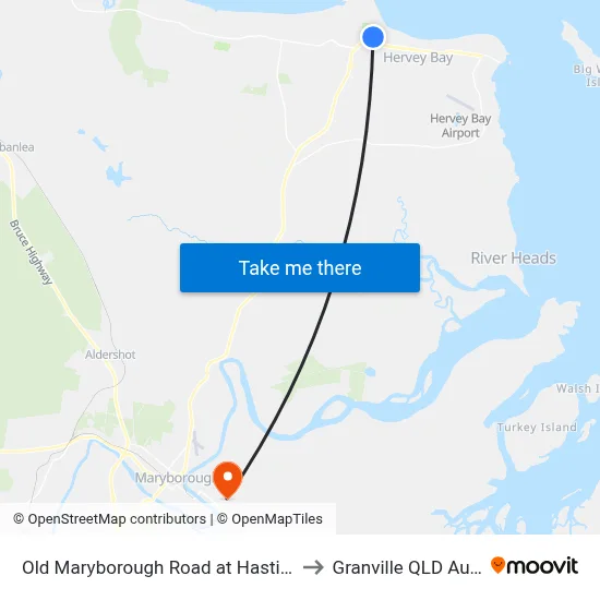 Old Maryborough Road at Hastings Street to Granville QLD Australia map