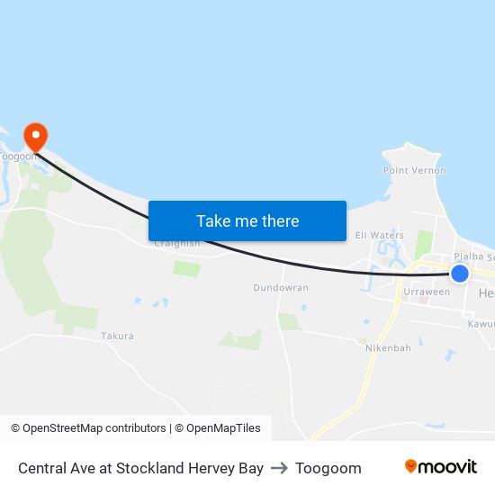 Central Ave at Stockland Hervey Bay to Toogoom map