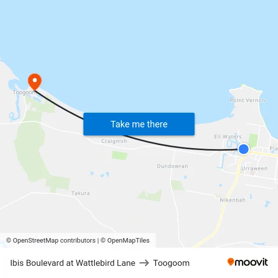 Ibis Boulevard at Wattlebird Lane to Toogoom map