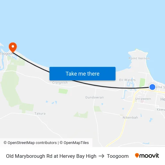 Old Maryborough Rd at Hervey Bay High to Toogoom map