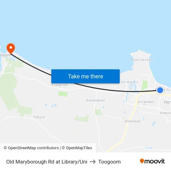 Old Maryborough Rd at Library/Uni to Toogoom map