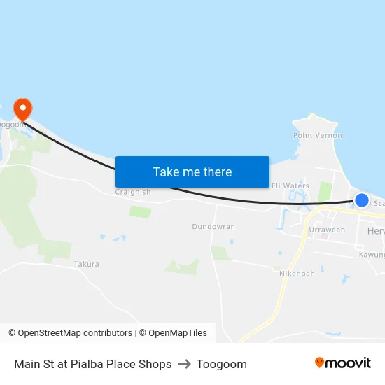 Main St at Pialba Place Shops to Toogoom map