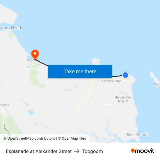 Esplanade at Alexander Street to Toogoom map