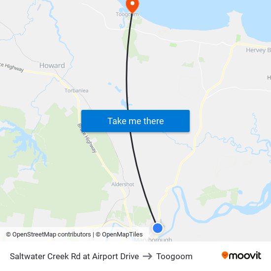 Saltwater Creek Rd at Airport Drive to Toogoom map