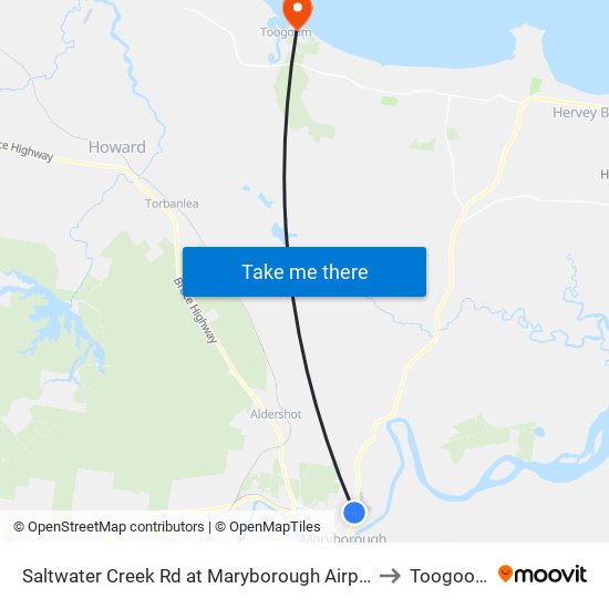 Saltwater Creek Rd at Maryborough Airport to Toogoom map