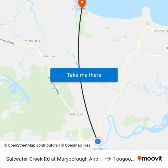 Saltwater Creek Rd at Maryborough Airport to Toogoom map