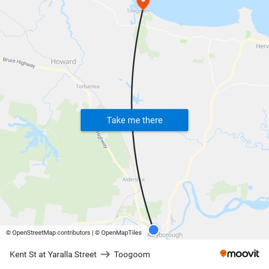 Kent St at Yaralla Street to Toogoom map