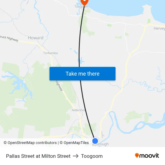 Pallas Street at Milton Street to Toogoom map
