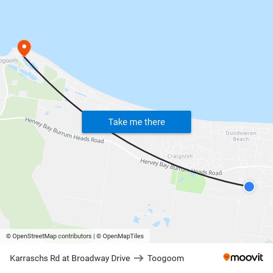 Karraschs Rd at Broadway Drive to Toogoom map