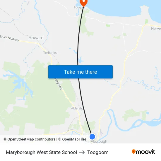 North St at Maryborough West Primary School to Toogoom map