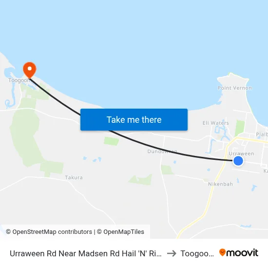 Urraween Rd Near Madsen Rd Hail 'N' Ride to Toogoom map