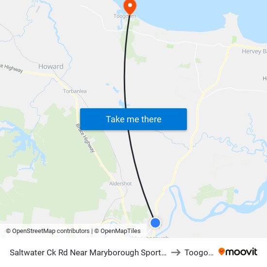 Saltwater Ck Rd Near Maryborough Sports Club Hnr to Toogoom map