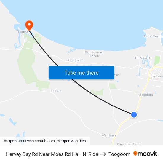 Hervey Bay Rd Near Moes Rd Hail 'N' Ride to Toogoom map