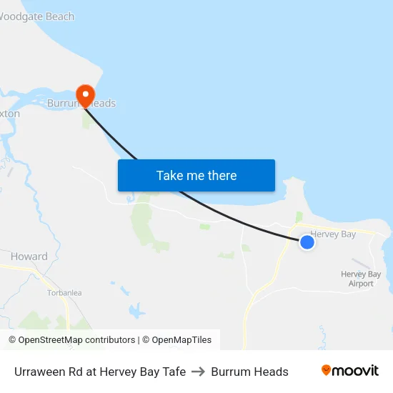Hervey Bay Tafe to Burrum Heads map