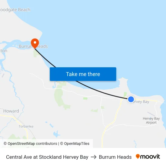 Central Ave at Stockland Hervey Bay to Burrum Heads map