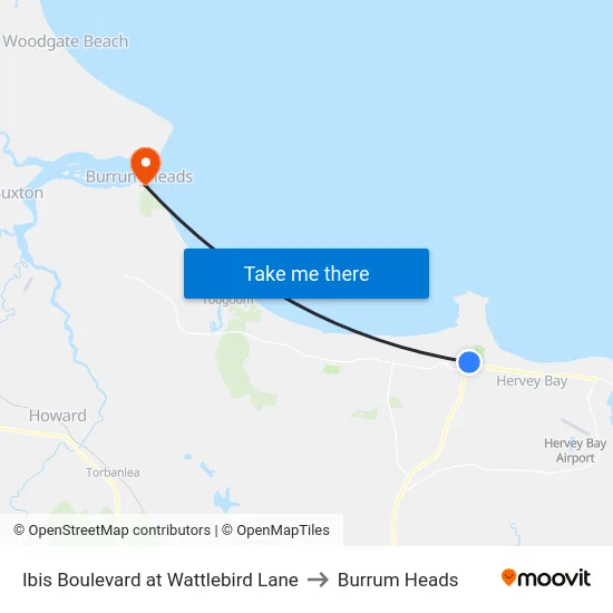 Ibis Boulevard at Wattlebird Lane to Burrum Heads map