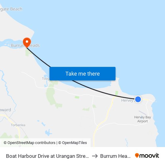 Boat Harbour Drive at Urangan Street to Burrum Heads map