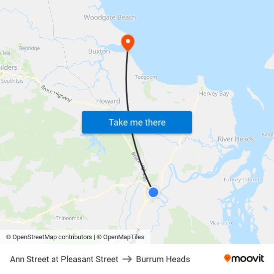 Ann Street at Pleasant Street to Burrum Heads map