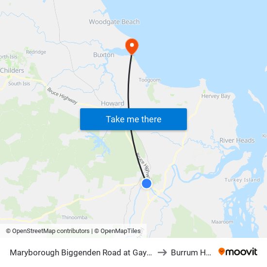 Maryborough Biggenden Road at Gayndah Road to Burrum Heads map