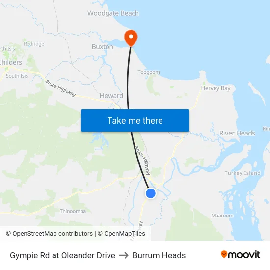 Gympie Rd at Oleander Drive to Burrum Heads map