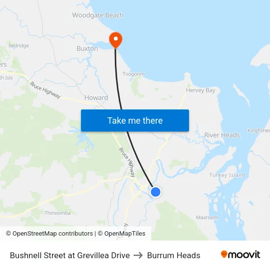 Bushnell Street at Grevillea Drive to Burrum Heads map