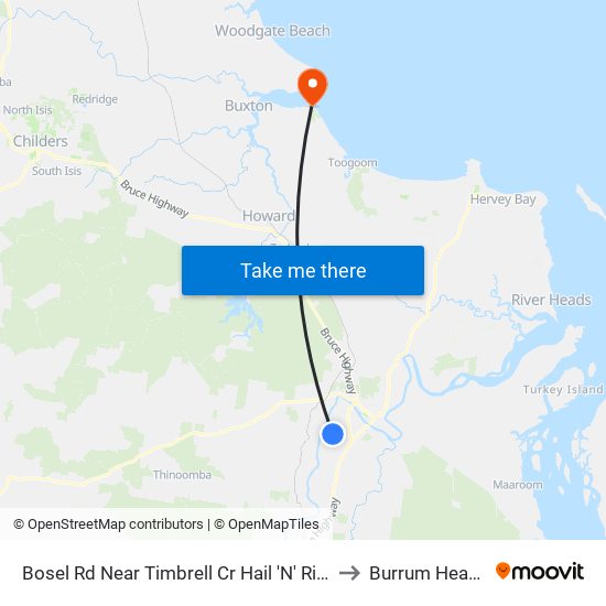 Bosel Rd Near Timbrell Cr Hail 'N' Ride to Burrum Heads map