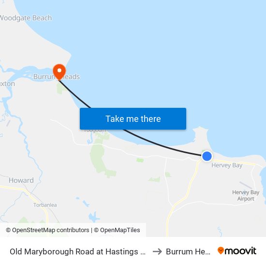 Old Maryborough Road at Hastings Street to Burrum Heads map