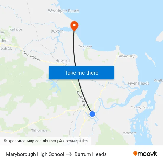 Maryborough High School to Burrum Heads map