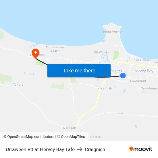 Urraween Rd at Hervey Bay Tafe to Craignish map