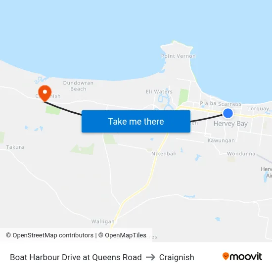 Boat Harbour Drive at Queens Road to Craignish map