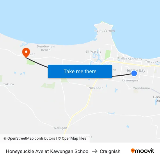 Honeysuckle Ave at Kawungan School to Craignish map