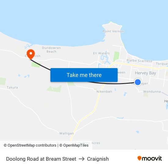 Doolong Road at Bream Street to Craignish map