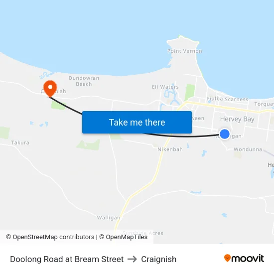 Doolong Road at Bream Street to Craignish map