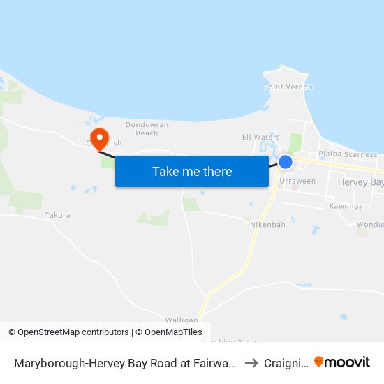 Maryborough-Hervey Bay Road at Fairway Drive to Craignish map
