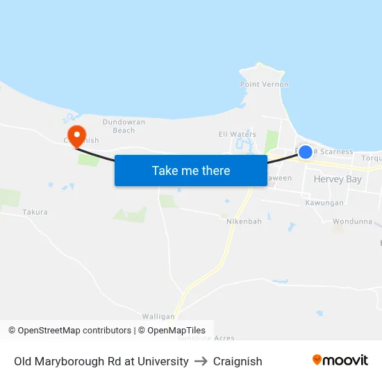 Old Maryborough Rd at University to Craignish map