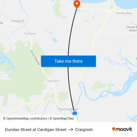 Dundas Street at Cardigan Street to Craignish map