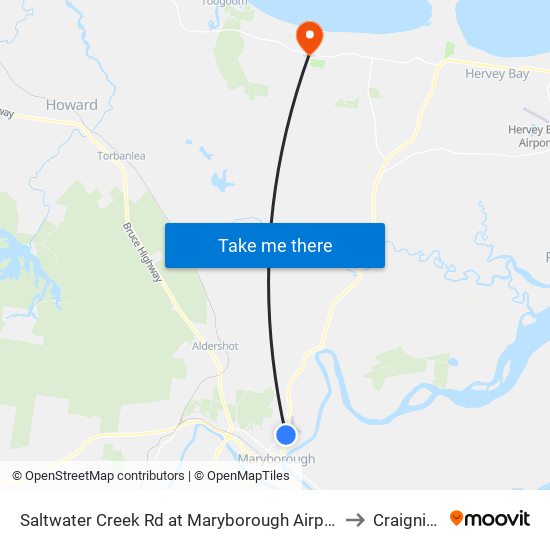 Saltwater Creek Rd at Maryborough Airport to Craignish map