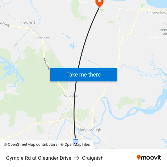 Gympie Rd at Oleander Drive to Craignish map