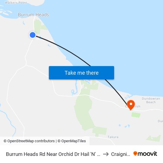 Burrum Heads Rd Near Orchid Dr Hail 'N' Ride to Craignish map