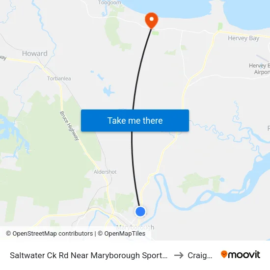 Saltwater Ck Rd Near Maryborough Sports Club Hnr to Craignish map