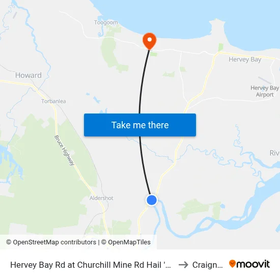 Hervey Bay Rd at Churchill Mine Rd Hail 'N' Ride to Craignish map