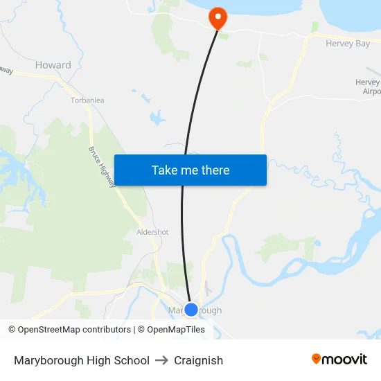 Maryborough High School to Craignish map