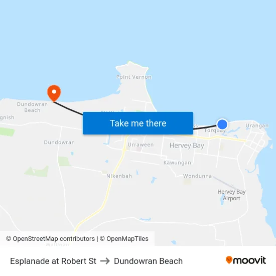Esplanade at Robert St to Dundowran Beach map