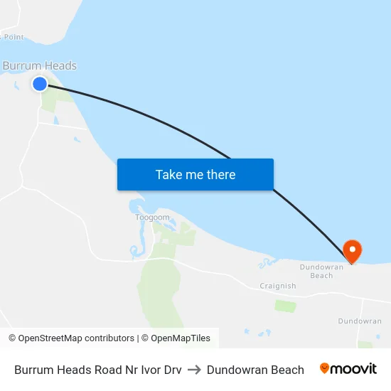 Burrum Heads Road Nr Ivor Drv to Dundowran Beach map
