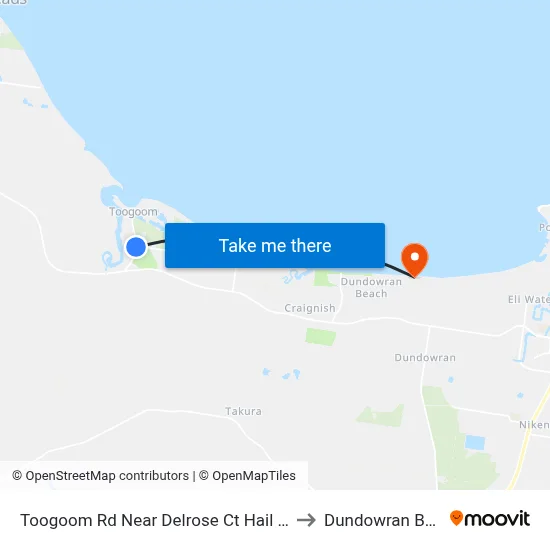 Toogoom Rd Near Delrose Ct Hail 'N' Ride to Dundowran Beach map