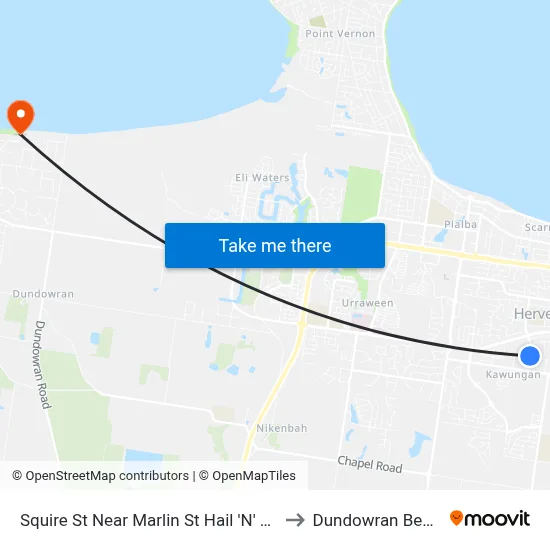 Squire St Near Marlin St Hail 'N' Ride to Dundowran Beach map
