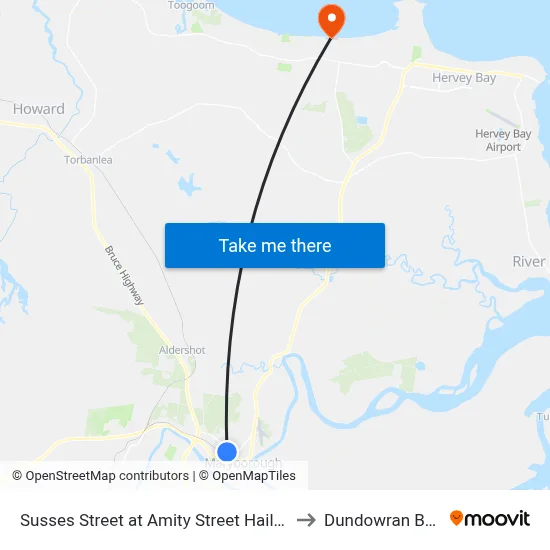 Susses Street at Amity Street Hail 'N' Ride to Dundowran Beach map